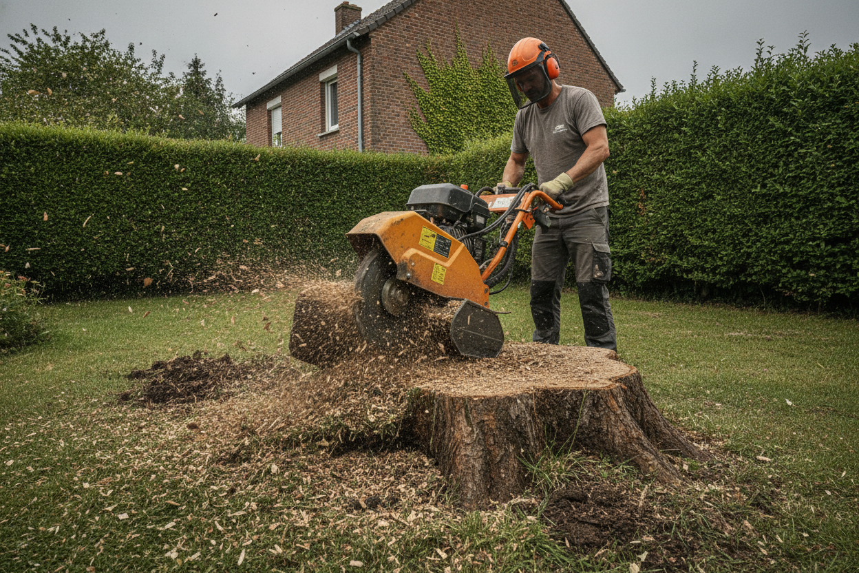 Dessouchage et rognage de souches à Caen, terrain libéré, prêt à replanter